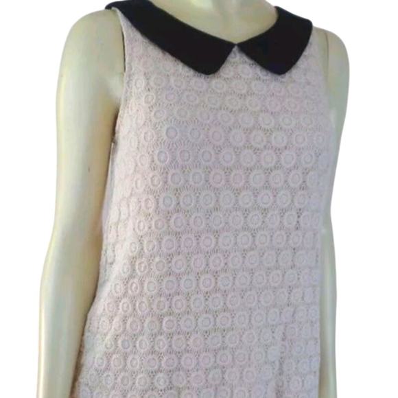 Anthropologie Lili's Closet Delancy Ivory Lace Black Collar Sleeveless Top Sz Lg - Picture 8 of 8